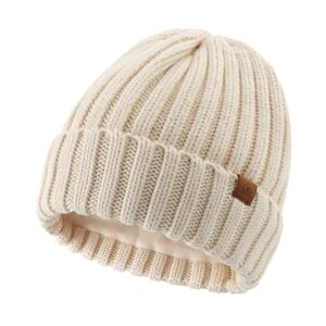 Magracy Men's Beanie Hat Winter Thermal Hat for Men Women Classic Knit Hat Cuffed Skull Caps Beige