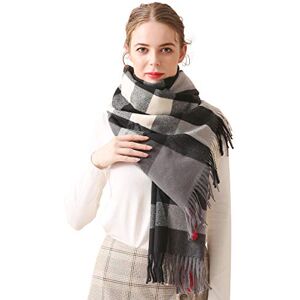 LumiSyne Winter Premium Plaid Cashmere Scarf With Tassel For Women Men Oversized Tartan Shawl Wrap Classic Checked Pattern Soft And Thickened Pashmina Blanket