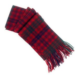 Clans Of Scotland BRAW CLANS TARTANS Ross Red 100% Pure Lambswool Tartan Scarves - Unisex Winter Warmer for Men and Women - Multipurpose - Gift for Him/Her - Various Checkered Plaid Scarf - 12x60 Inches