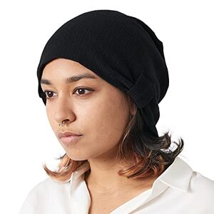 Casualbox CHARM Womens Slouchy Summer Beanie - Mens Cotton Slouch Hat Chemo Cap Black