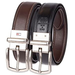 Tommy Hilfiger Boys' Reversible Dress Belt, Brown/Black Logo, Large (30-32) US