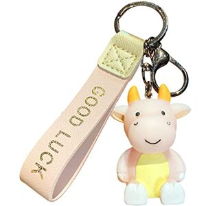 Generic Calf Keychain Female Cute Creative Joy Car Key Pendant Couple A Pair of Bag Ornaments. Key Ring Tassel (Pink, One Size)