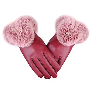ZHCHAO Women Winter Gloves Leather Touch Screen Mittens Lady Female Outdoor Driving Warm Gloves (Color : 3-pack, Size : 1pcs)
