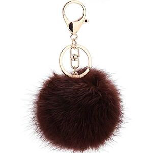 YiyiLai Womens Pearl Rhinestone Pompoms Keychain Keyring Hanging Pendant Coffee B