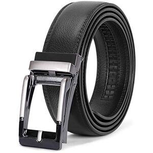 JASGOOD Men's Genuine Leather Ratchet Belt 33/35mm Wide Cowhide Belt with Open Buckle，Black M