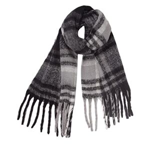 Générique Thermal Scarf For Women Autumn Winter Scarf Classic Tassel Plaid Scarf Warm Soft Chunky Large Blanket Wrap Shawl Scarves 1 Pack Warm Scarf Black Fancy, grey, One size
