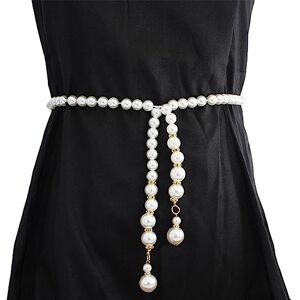 FAIRYGATE White Belt Pearl Belts Rhinestone Waist Chains for Women A3818