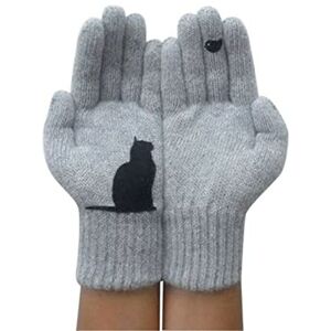 Comelylady Cat Fan Cotton Gloves,Winter Outdoor Thermal Mitten Glove,Cartoon Cat Cute Knitted Gloves for Men Women,Cat Print Gloves Cute Pink Simple Mitten (Gray)