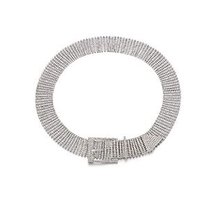 Trimming Shop Women Ladies 10 Row Belt Made of Artificial Rhinestones Silver Metal 35mm Wide Wedding Birthday Party Fashion Wear