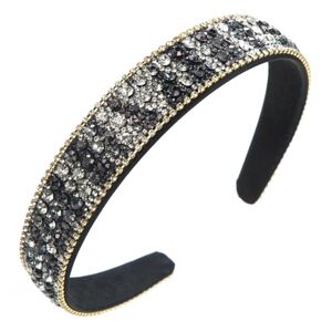 Porceosy Unique Hair Accessory Wide-brimmed Hoop Retro Wide Shiny Rhinestones Inlaid Lightweight Headband Bright Color Hairband Black White