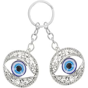 WOFASHPURET 16 Pcs Key Chain Evil Eye Heart Keychain Grab Bag Gifts for Women Car Mount Bag Hanging Decor Hamsa Hanging Bling Decor Turkish Blue Eye Keychains Charm Miss Chic Car Holder Alloy