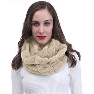 Lina & Lily Faux Fur Winter Double Loop Snood Scarf (Beige)