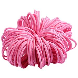 HSD Girls 100 Of 3 cm Nylon Non-Harm Hair Rubber Band Color Hair Rope Jewelry Metal Hair Band (Pink, One Size)