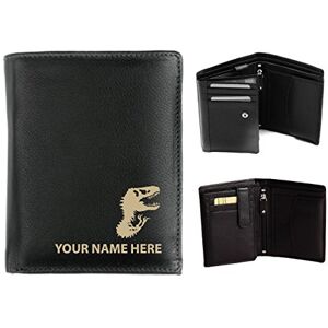 Personalised Mens Leather Wallet - Laser Marked with Your Name & Dinosaur Design (Origin)