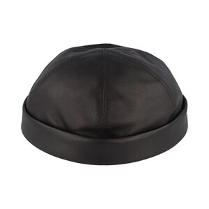 Bullani Docker Cap Docker Hat Sailor Hat Made of 100% Leather - Made in Germany - Comfortable & Skin-friendly - Black - X-Large
