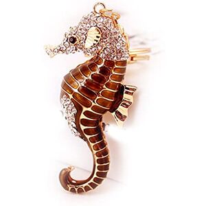 Gifts UK&#174; Seahorse Sealife Animals Crystal Diamante Bag Charms Handbag Keyrings Pendant Coffee