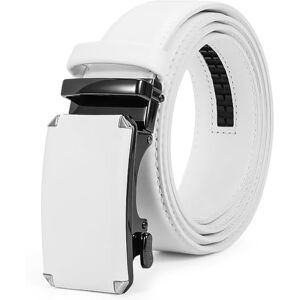 JASGOOD Men's Genuine Leather Ratchet Belt 33/35mm Wide Cowhide Belt with Open Buckle，White M