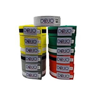 Dojo Martial Arts Dojo Kids Deluxe Ranked BJJ Belt Childrens Jiujitsu Belt White Grey Yellow Orange Green M0 M2 M4 Boys Girls IBJJF Grading Belts