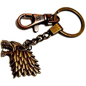 Silver Knight Antique Bronze Tone Dire Wolf Keychain, G.O.T Fans Keyring, Fantasy Lover Keychain, Dragon House Bag Charm, Cosplay Keyring, Wolf Lover