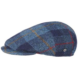 Lierys Capri Harris Tweed Flat Cap by Men - Made in Italy Wool Winter with Peak, Lining Autumn-Winter - 58 cm Blue