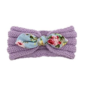 UIFLQXX Baby Girls Knitted Bowknot Headband Infant Floral Print Bow Hairband Toddler Boys Elastic Soft Headbands Baby hair bands (A, One Size)