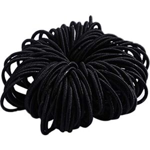 HSD Girls 100 Of 3 cm Nylon Non-Harm Hair Rubber Band Color Hair Rope Jewelry Metal Hair Band (Black, One Size)