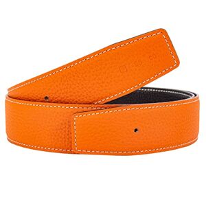 Lotteco. Vatee's Men/Women Reversible Genuine Leather Without Buckle Replacemen Belt Strap 32mm Wide 115cm Long Black & Orange