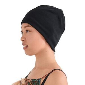 CHARM Casualbox Mens Womens 100% Organic Cotton Beanie Hat Soft Tight Fit Chemo Cap Medical Wear Form Fitting Unisex Black