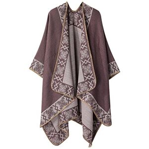 Momolaa Women's Printed Shawl Open Front Poncho Cape Warm Soft Cardigans Scarf Christmas Thickened Shawl Winter Bridal c-Pink One Size