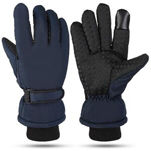 Gerrit Touchable Gloves for Women Man Winter Outdoor Sports Road Riding Equipment Windproof Thicken Skiing Gloves for Winter Skiing/1274 (Color : Men navy blue)