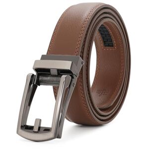 JASGOOD Men's Genuine Leather Ratchet Belt 33/35mm Wide Cowhide Belt with Open Buckle，Brown L
