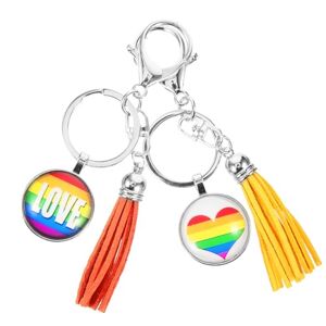 CALLARON 10 Pcs Gay Keychain Decor Key Holder Rainbow Keychain Party Favors Keyring Hanging Pendant Keyrings Aesthetic Keychain Backpack Pendant Keychains for Men Key Ring Bags Charm Metal