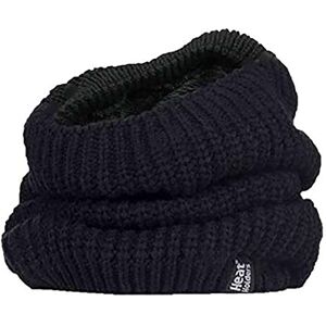 HEAT HOLDERS - Ladies Thick Winter Warm Fleece Lined Chunky Knit Thermal Neck Warmer (One Size, Black (Chunky))