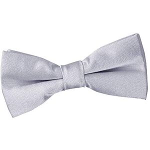 DQT Plain Glossy Satin Formal Wedding Tuxedo Pre-Tied Bow Tie for Boys in Silver