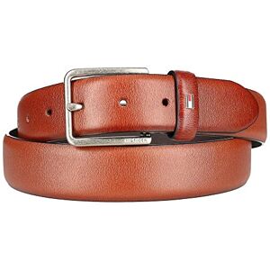 Tommy Hilfiger Men's Smooth Feather Edge Leather Belt, 32, Brown