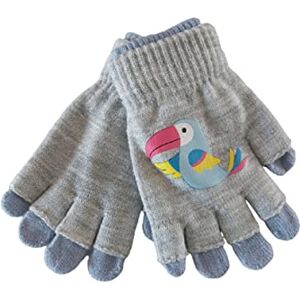 Rjm Children's Kids Girls Gloves Thermal Magic Bird Print Gloves Winter Stretch Fit (Blue/Grey)