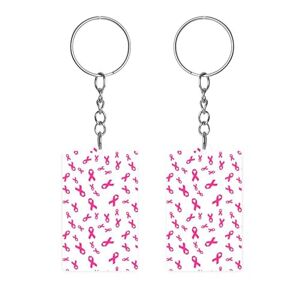 Baikutouanpoqlimg Pink Ribbon Acrylic Keychain Rectangle Key Chains Keychain Mini Pendant Crafts For Women Men Gift