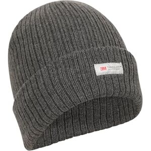 Mountain Warehouse Thinsulate Knitted Winter Beanie - One Size Fits Most, Knitted Effect - for Autumn Winter & Outdoors Dark Grey M-L