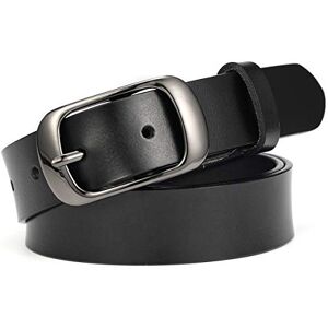 McFanBe Ladies Leather Belt for Women Girls Jeans Dress Pants 1.1 Inches Width Plus Size Ultra long (XXL:133cm(Fit waist size 107-118cm/43-46"), C:Black)