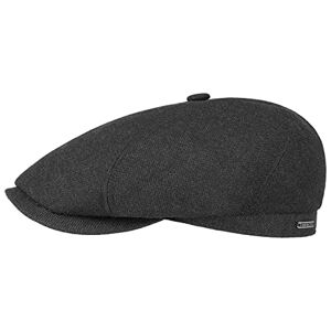 Stetson Brooklin Wool Cashmere Flat Cap for Men - Made in The EU - Cap with Cotton Lining - Solid-Color Peaked Cap - Flat Cap with New Wool and Cashmere - Fall/Winter Anthracite 62 cm