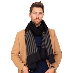 likemary Mens Scarves Winter - Versatile Wool Blanket Scarf Warm & Large - Travel Wrap - Handmade Gift for Men - Stripes Black Scarf