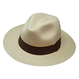 Borges & Scott The Japura - Signature Fedora Panama Hat - Rollable and Lightweight - Natural with Brown Ribbon - 62cm