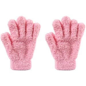 Leadthin Men Women Winter Gloves Unisex Coral Fleece Thick Soft Elastic Full Fingers Solid Color Great Friction Anti-slip Thermal Out Pink One Size