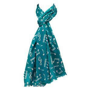 The Olive House&#174; Womens Fair Trade Musical Notes Scarf Teal Green