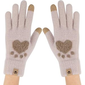 TAGVO Womens Cat Paw Gloves Ladies Knitted Gloves Warm Mittens Thermal, Touch Screen Cute Gloves Novelty Bear Claw Thermal Mittens for Men Women Ladies Christmas Gifts Pink-long