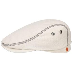 Mayser Franky Sun Protect Flat Cap Men - Made in The EU Ivy hat Cotton Summer with Peak Spring-Summer - 62 cm Cream White