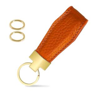 DGHYDZ Genuine Leather Keychain Strap for Car Home Key Ring Holder Lanyard Women Men (Orange-A)