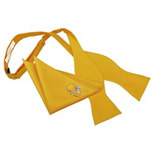 DQT Men Solid Check Plain Self Tie Bow Tie Hanky Cufflinks Sunflower Gold