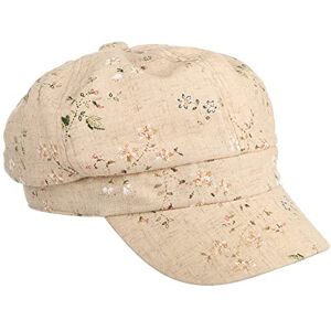 Lipodo Flowers Linen Newsboy Cap Women - Women´s Peaked caps with Peak, Peak Spring-Summer - S (55-56 cm) Beige