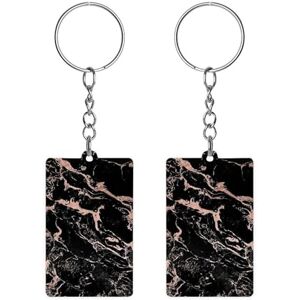 Baikutouanpoqlimg Rose Gold Foil Black Marble Acrylic Keychain Rectangle Key Chains Keychain Mini Pendant Crafts For Women Men Gift